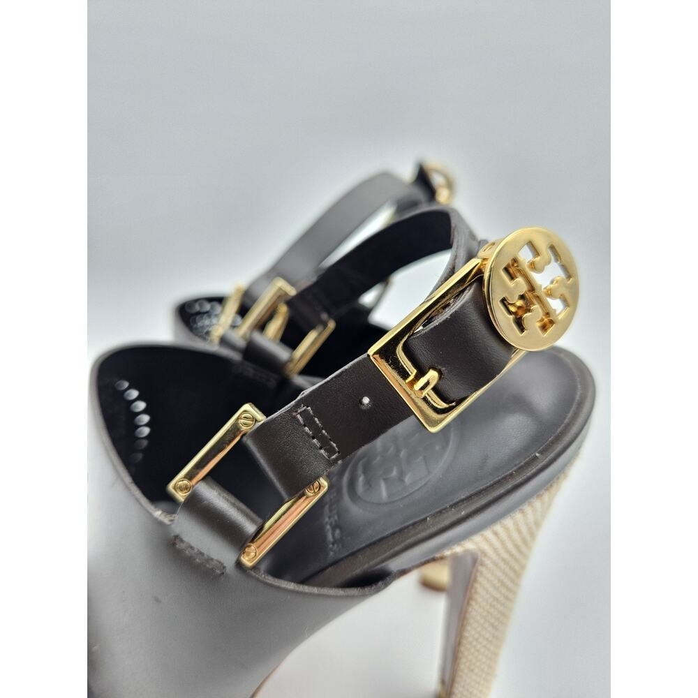 Tory Burch Gabriela Leather Slingback Heels Perforated Logo sz 8 - Picture 4 of 8